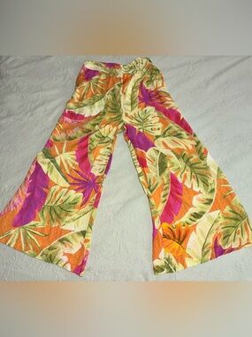 C&C California Wide Leg Pants Tropical Vacation Cruise Beach XL NWT